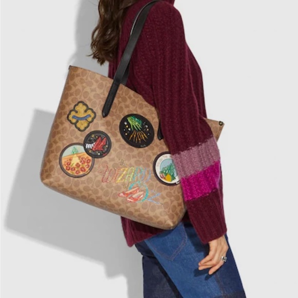 NWT Coach Wizard of Oz Tote Ruby Charm FOB Handbag Purse Bag Signature Leather - Picture 4 of 16